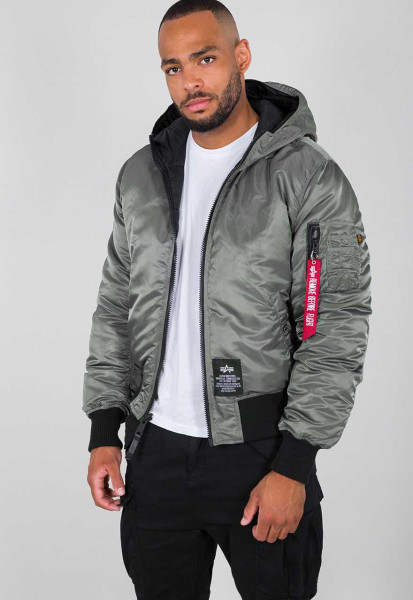 Mens Clothing Jackets Down and padded jackets Alpha Industries Synthetic Hooded Puffer Alpha Fd Black for Men 